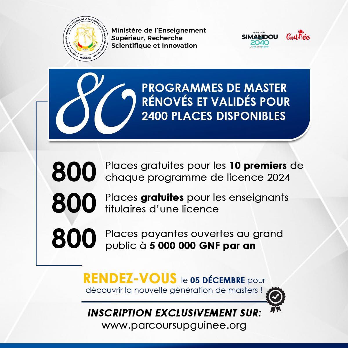 𝐄𝐍𝐒𝐄𝐈𝐆𝐍𝐄𝐌𝐄𝐍𝐓 𝐒𝐔𝐏𝐄́𝐑𝐈𝐄𝐔𝐑 : 𝐔𝐍𝐄 𝐍𝐎𝐔𝐕𝐄𝐋𝐋𝐄 𝐄̀𝐑𝐄 𝐏𝐎𝐔𝐑 𝐋𝐄𝐒 𝐌𝐀𝐒𝐓𝐄𝐑𝐒 𝐄𝐍 𝐆𝐔𝐈𝐍𝐄́𝐄